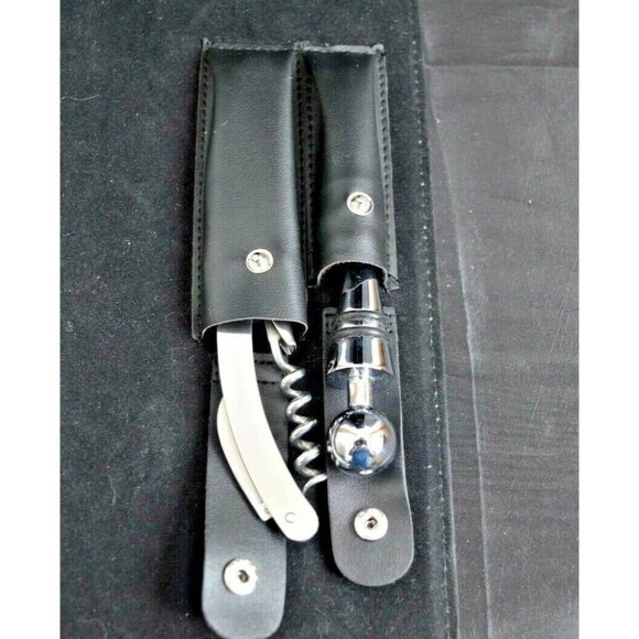 Wine or Liquor Carrier, Corkscrew, Stopper, Shoulder Strap, Hand Painted Glasses - Picture 5 of 6